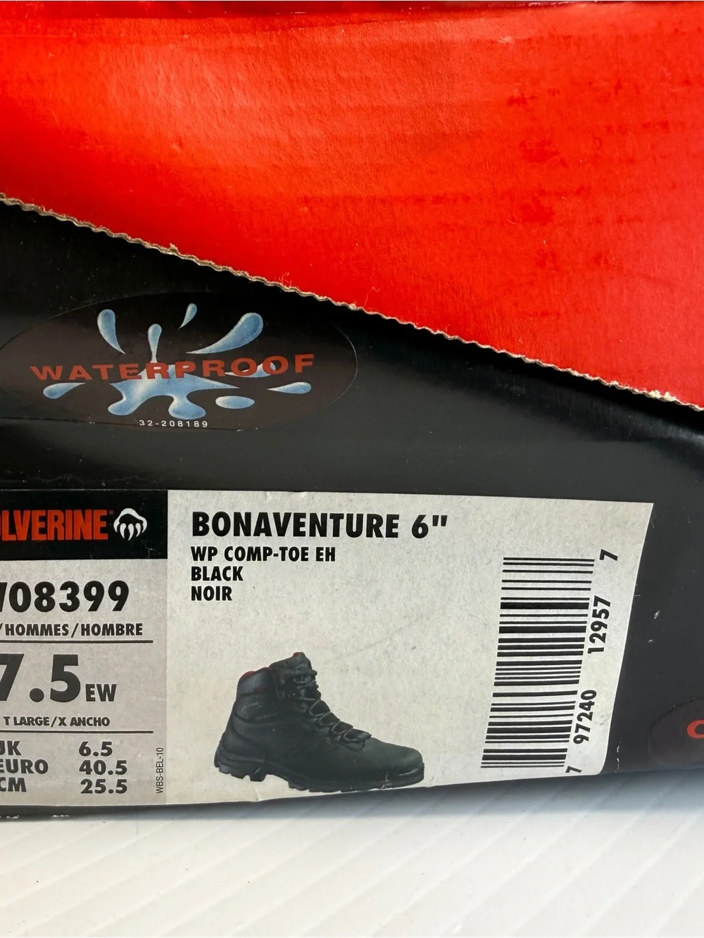 Wolverine Black Lace-Up Work Boots with Rugged Sole
